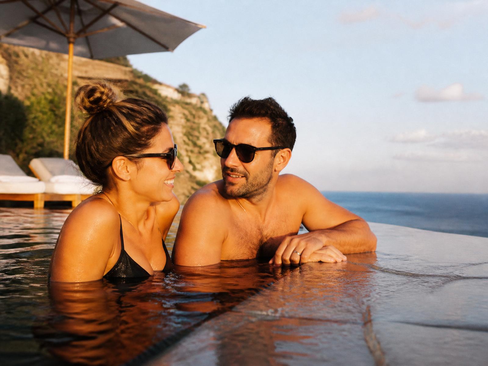 Infinity pool overlooking the ocean at a luxury resort
